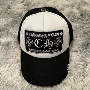 Chrome Hearts Hollywood Black and White Trucker Hat